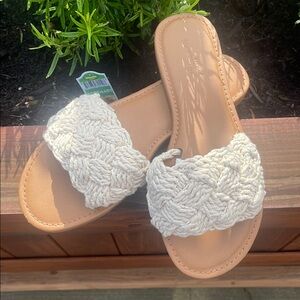 Universal Thread Slide Sandals with Crochet Overlay pretty and fun to wear